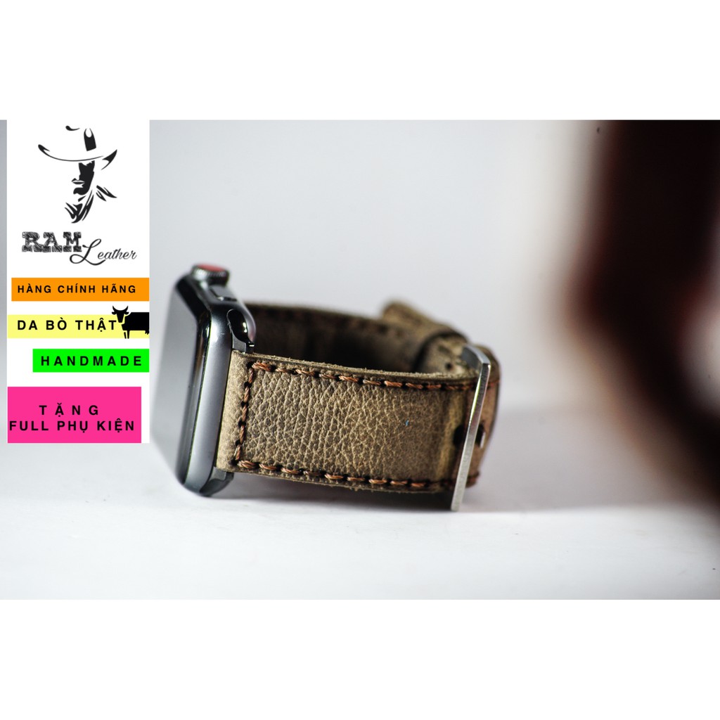 Dây đồng hồ Apple Watch , Iwatch , Iphone Watch Da Bò Sáp Vân Hạt RAM Leather Bauhaus 1959  Bền Đẹp
