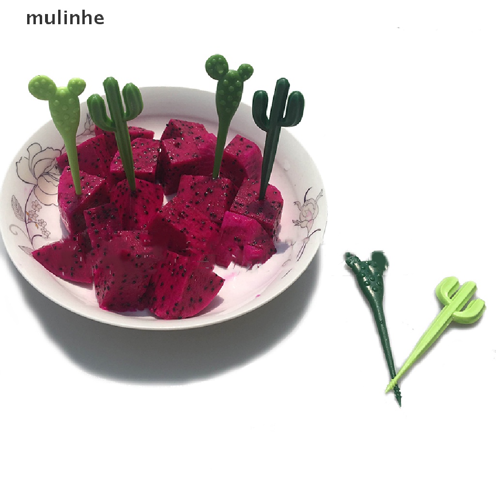 Set 6 Thẻ Nhựa Ghim Trái Cây / Tăm Xỉa Răng Hình Cây Xương Rồng