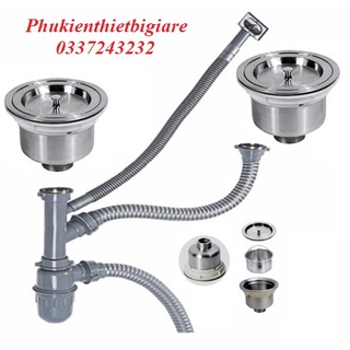 Bộ Xả Chậu Rửa Chén 2 Hộc Cao Cấp Dễ Thay Thế Lắp Đặt, Thiết Kế Chống Hôi