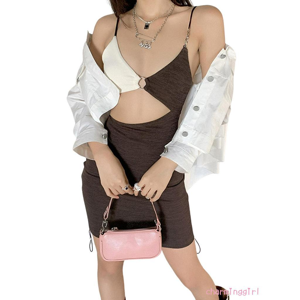 Đầm hai dây cổ chữ V khoét sâu gợi cảm dành cho nữ