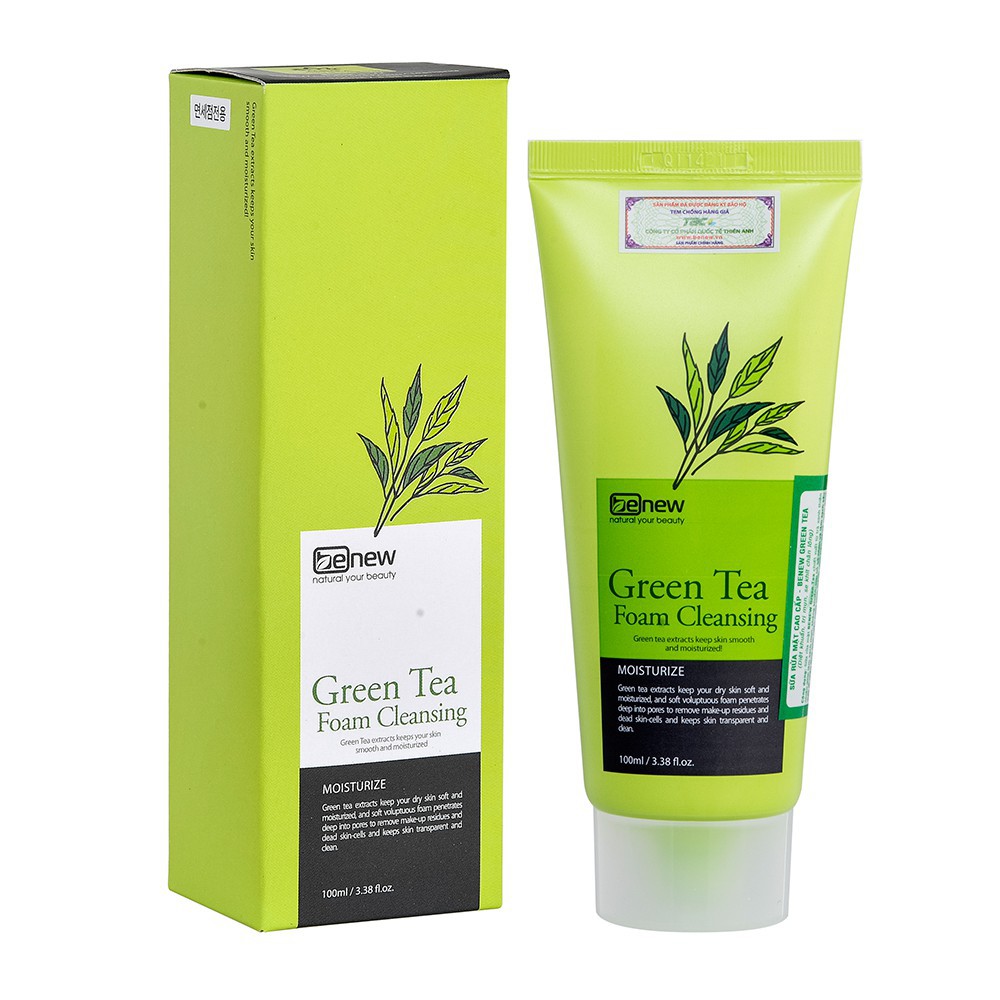 Combo: Sữa rửa mặt tinh chất mầm gạo Benew 100ml + Sữa rửa mặt trà xanh Benew Green Tea Foam Cleansing 100ml