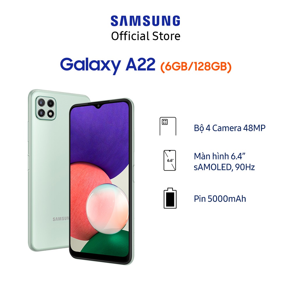 [Mã ELBAU1TR giảm 5% đơn 3TR] Điện thoại Samsung Galaxy A22 (6GB/128GB)