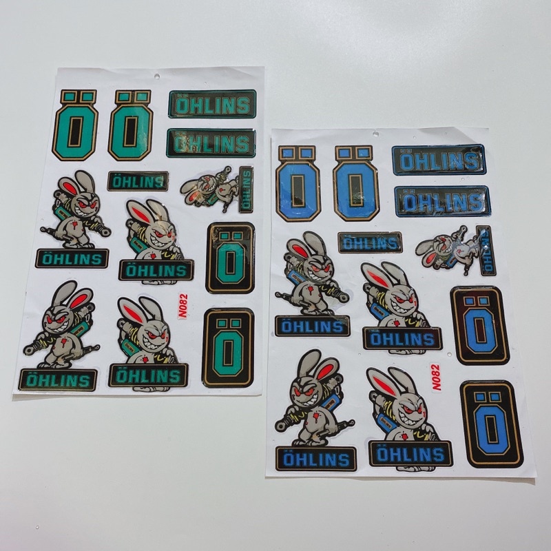 Decal tem nổi hình thỏ điên cầm phuộc cao cấp dán xe máy, ô tô, mũ bảo hiểm chống thấm nước, chống bay màu