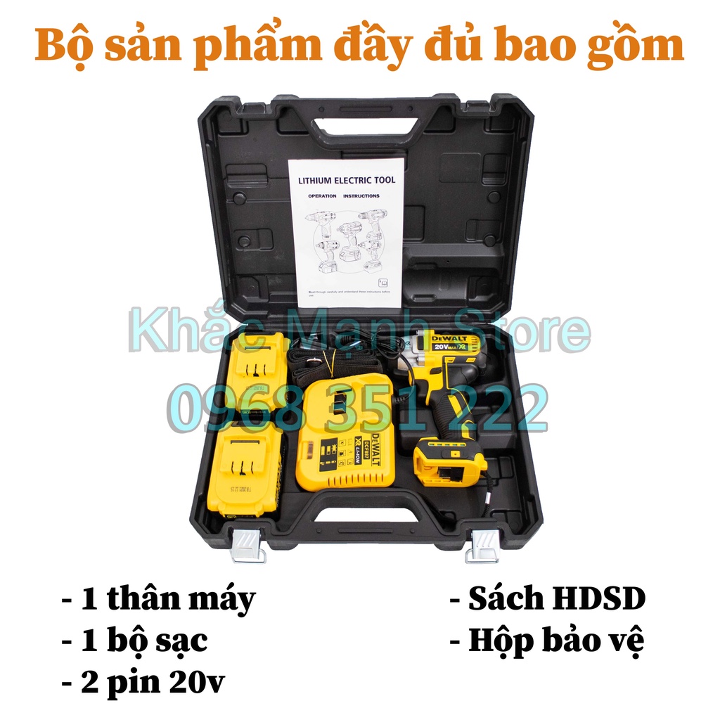Máy siết bulong DeWalt 20V DCF887 Cao Cấp chân pin phổ thông- Động cơ không chổi than - Tặng Bộ Phụ Kiện Kèm 5 Khẩu