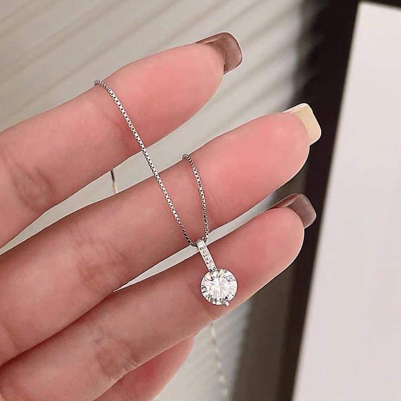 Dây chuyền bạc Dây liền mặt đá chủ sáng lấp lánh Van Jewelry V10763
