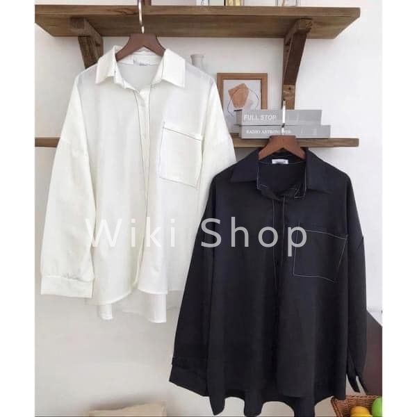 [C43] Áo sơ mi dài tay CHỈ NỔI phom rộng dáng suông cực giấu dáng mẫu freesize dễ phối đồ
