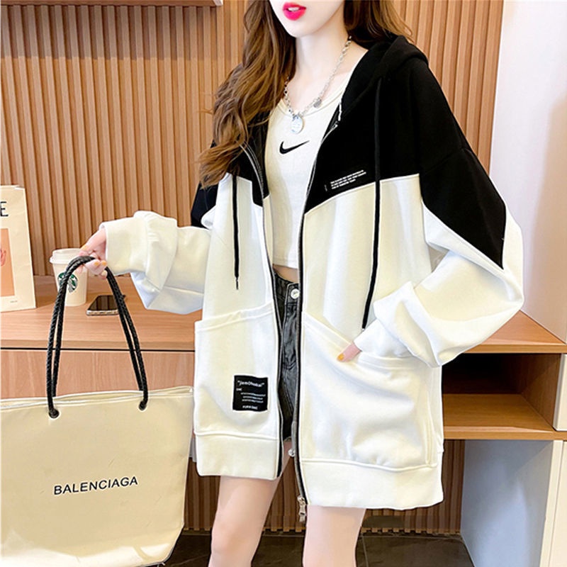 Áo khoác cardigan dáng rộng có mũ trùm thời trang mùa thu phong cách Hàn Quốc dành cho phái nữ