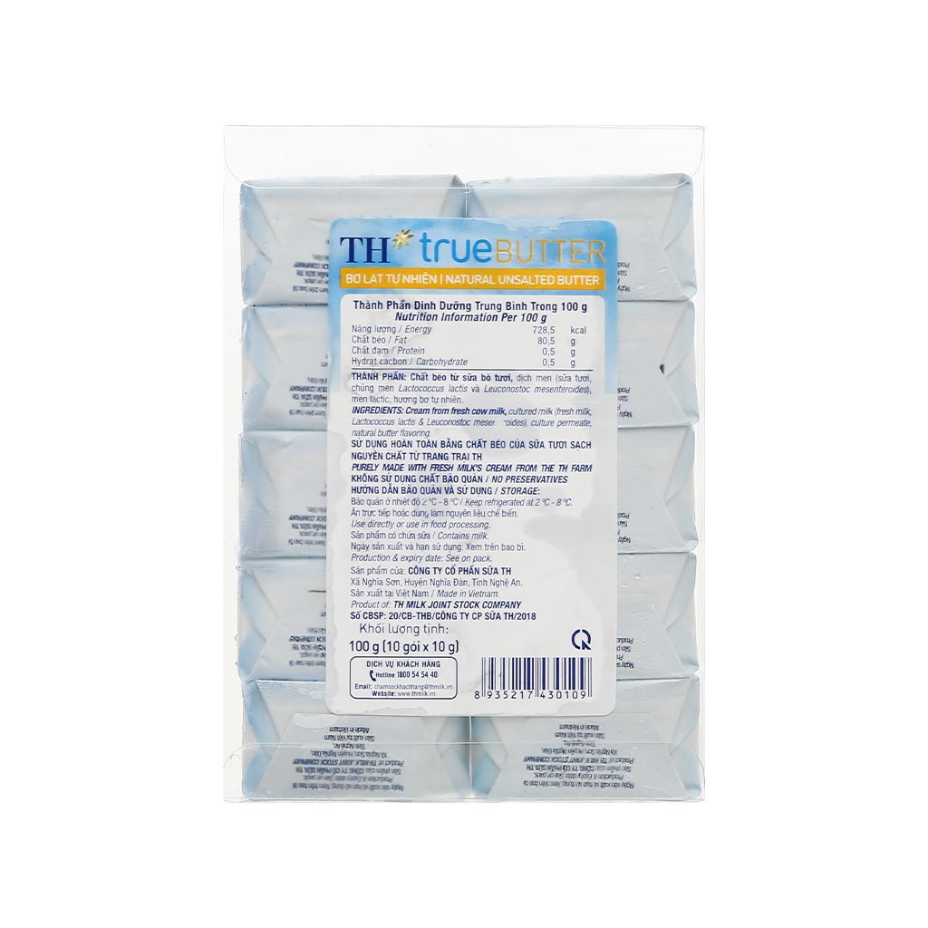 Bơ Lạt Tự Nhiên TH True Butter Vỉ 100G