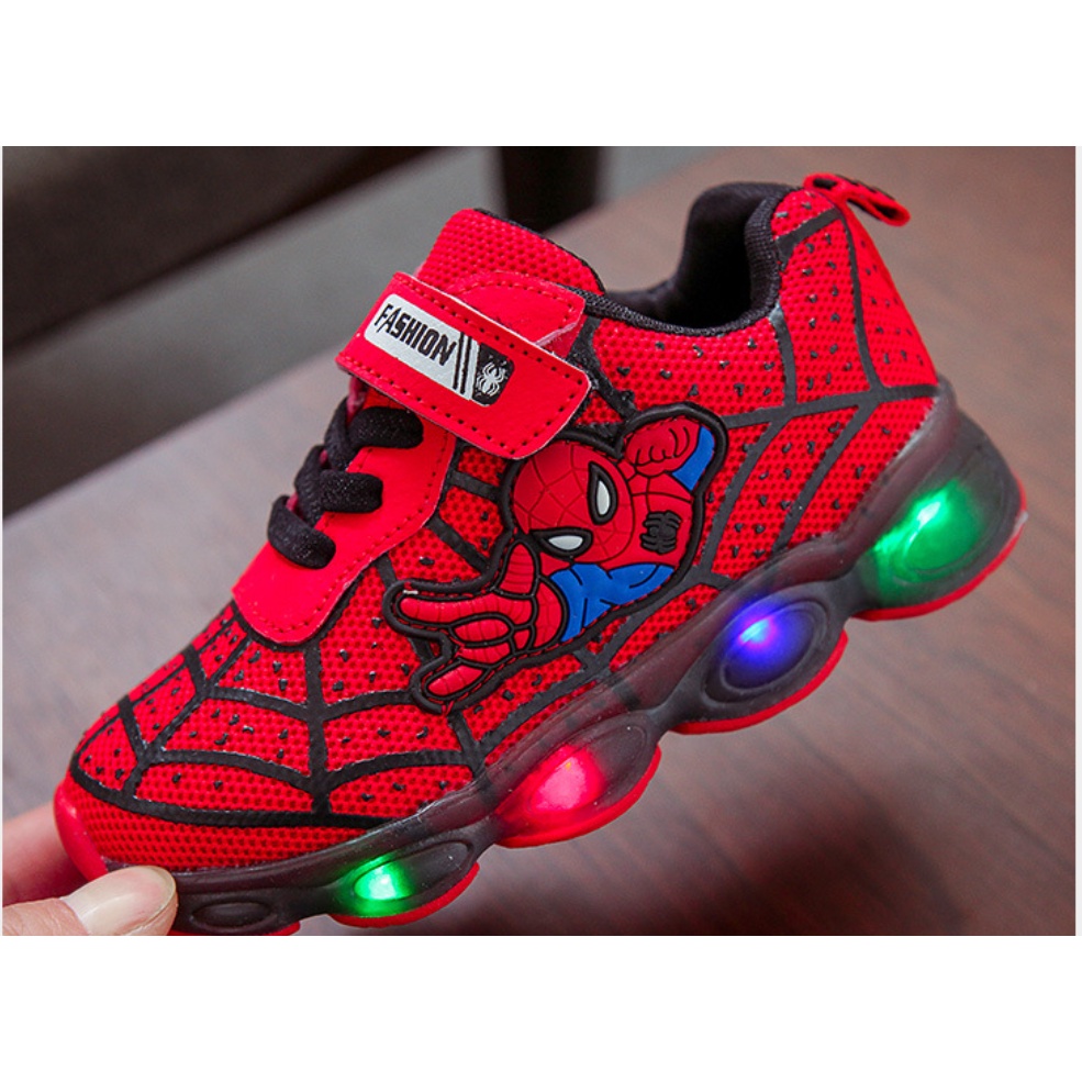 GIÀY SIÊU NHÂN NHỆN CÓ ĐÈN CHO BÉ TRAI 7-12 TUỔI. 12-16 TUỔI. 3-6 TUỔI. SNEAKER CAO CẤP. BABY LINK