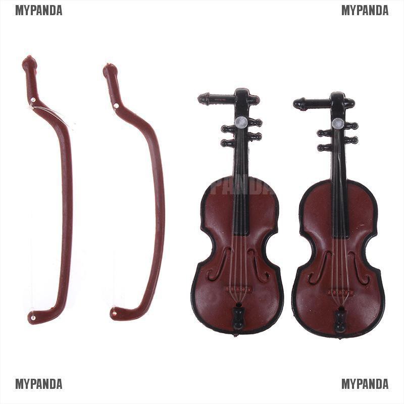 2 mô hình cây đàn violin mini xinh xắn cho búp bê diy