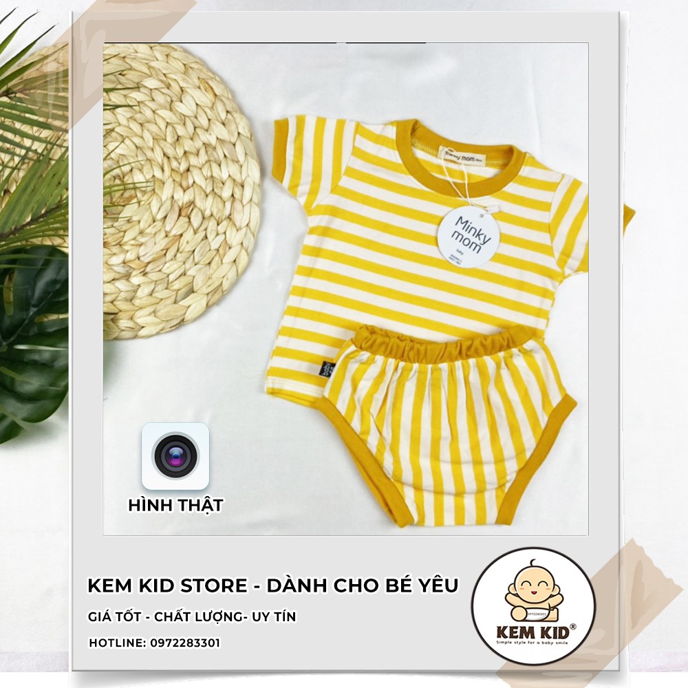 Bộ chip Minky Mom sọc ngang, vải mát, mềm mịn thấm hút mồ hôi cho bé