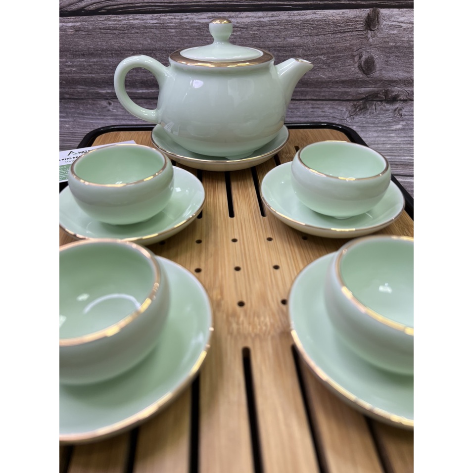 Giá tại xưởng Bộ tách ấm chén ngọc xanh Bát tràng pha trà nhỏ gốm sứ cao cấp tinh xảo đẹp giá rẻ