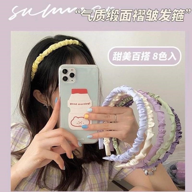 Kẹp tóc trang điểm dễ phối đồ bằng satin dạng gập cá tính F012