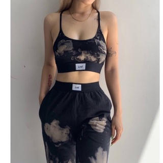 Áo bra đen wash loang Acid Tiedye LND