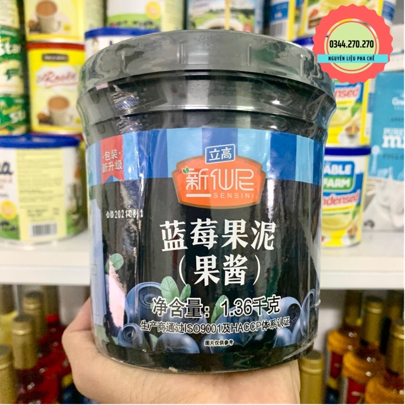 Mứt  Hoa Quả Sensini 1.36kg các vị: Xoài, Dâu, Đào, Cherry, Việt Quất, Nhiệt Đới, Ổi hồng, Kiwi, Đào Vàng