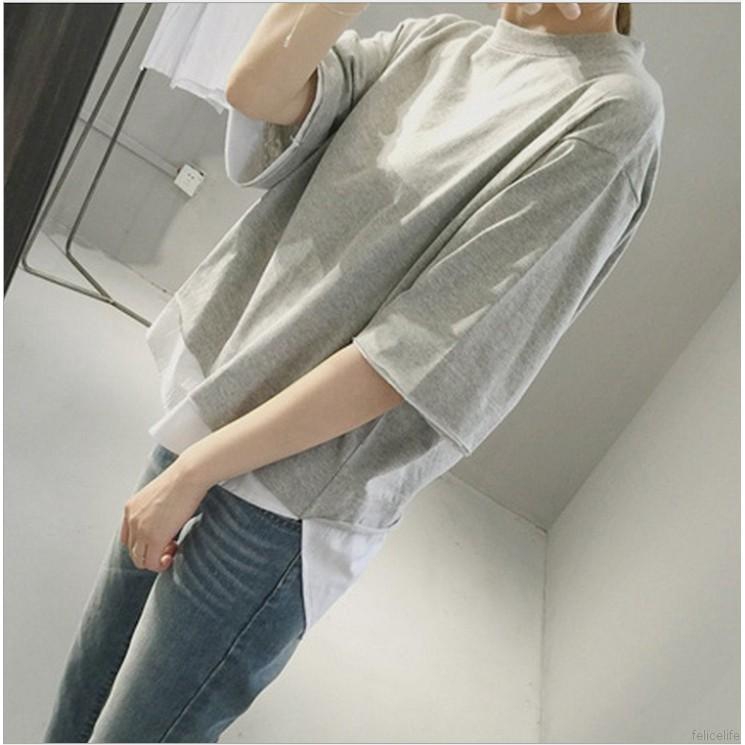 Áo nữ tay lửng giả 2 lớp thời trang cá tính
