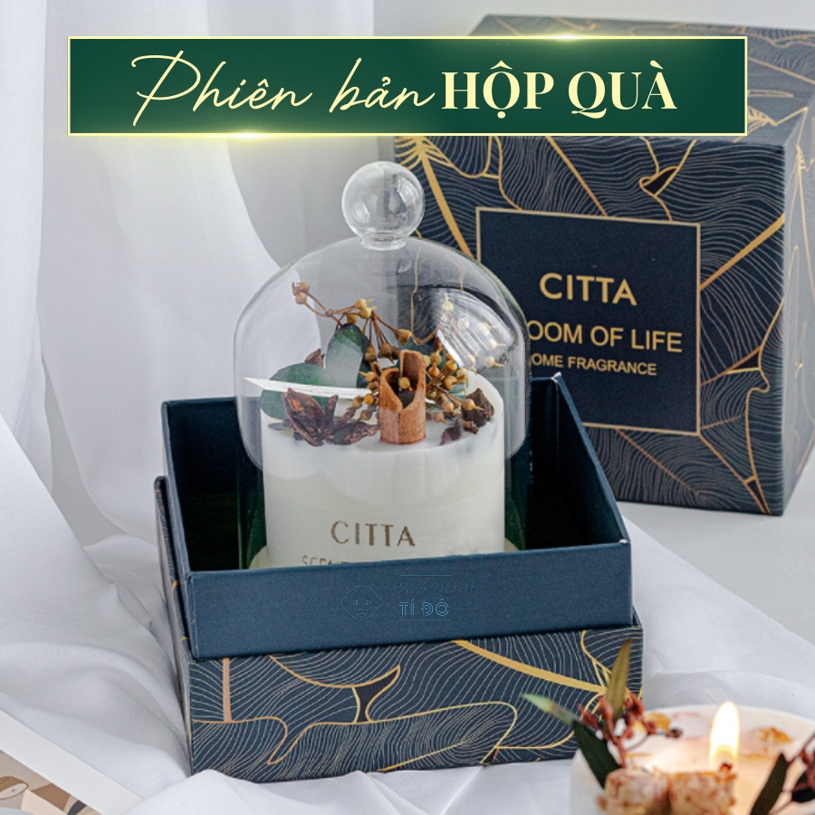 Set Hộp Quà Nến Thơm Hoa Khô Trang Trí CITTA 7 Mùi Hương Thơm Làm Quà Tặng Sinh Nhật