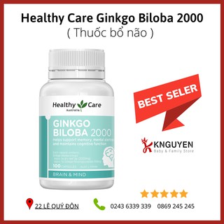 Bổ Não Ginko BIloba💖FREESHIP💖Viên Uống Bổ Não 2000 mg của Healthy Care_100v