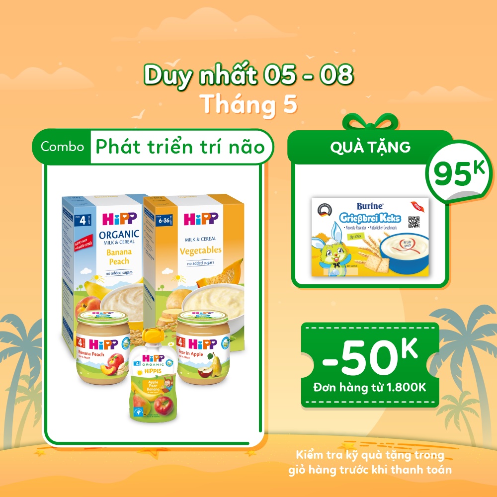 Combo ăn dặm HiPP Organic số 2: Phát triển trí não