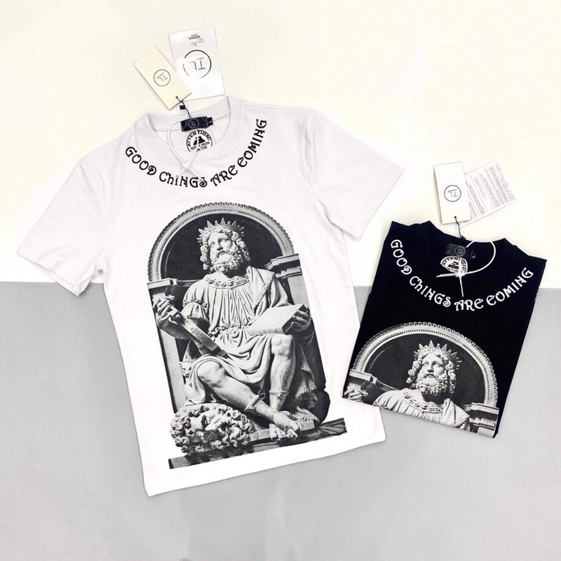 Áo phông Mikenco tượng in chữ viền cổ, áo đôi nam nữ, áo t-shirt - Bee Shop