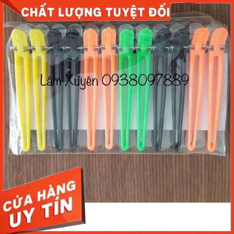 Kẹp mỏ vịtGIÁ RẺ1 set 12 cái nhựa dẽo, bản nhôm hoặc inox 1 vĩ 12 cây, sử dụng được nhiều lần, giá sỉ cho tiệm tóc