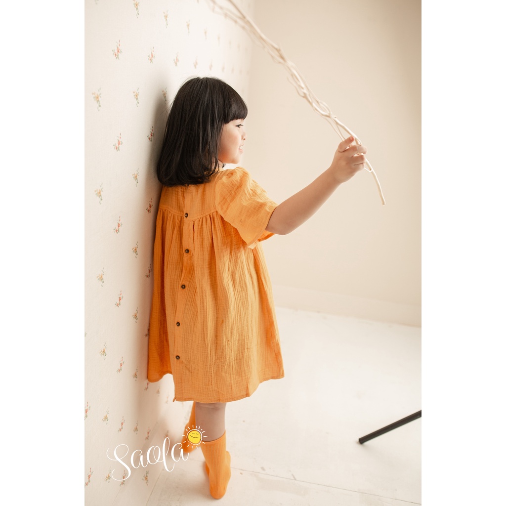 Đầm Bé Gái/ Váy Bé Gái Tay Cánh Tiên Dễ Thương Chất Liệu Muslin Thoáng Mát - FAYE DRESS - DRM004 - SAOLA KIDS CLOTHING