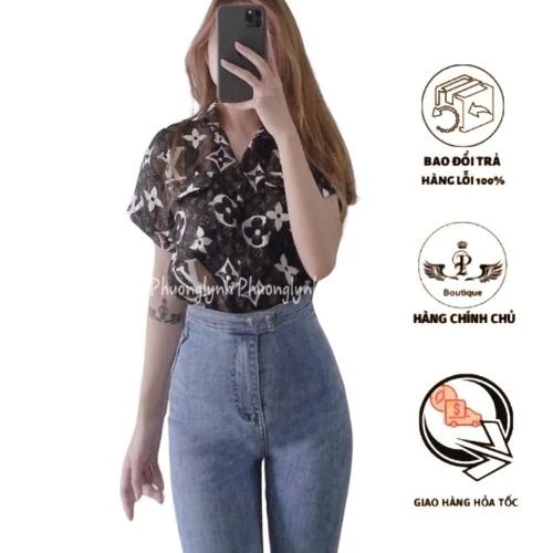 Áo Sơ Mi Nữ Tay Ngắn , Chất Voan Mỏng Xuyên Thấu Sexy ( kèm ảnh ,video shop tự quay)