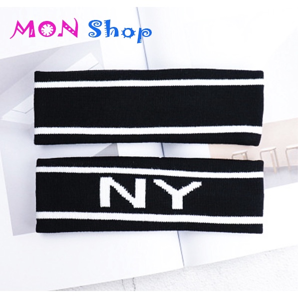 Băng đô thể thao len bản lớn Headband đeo trán tập Gym Yoga chơi thể thao thời trang NY ĐEN