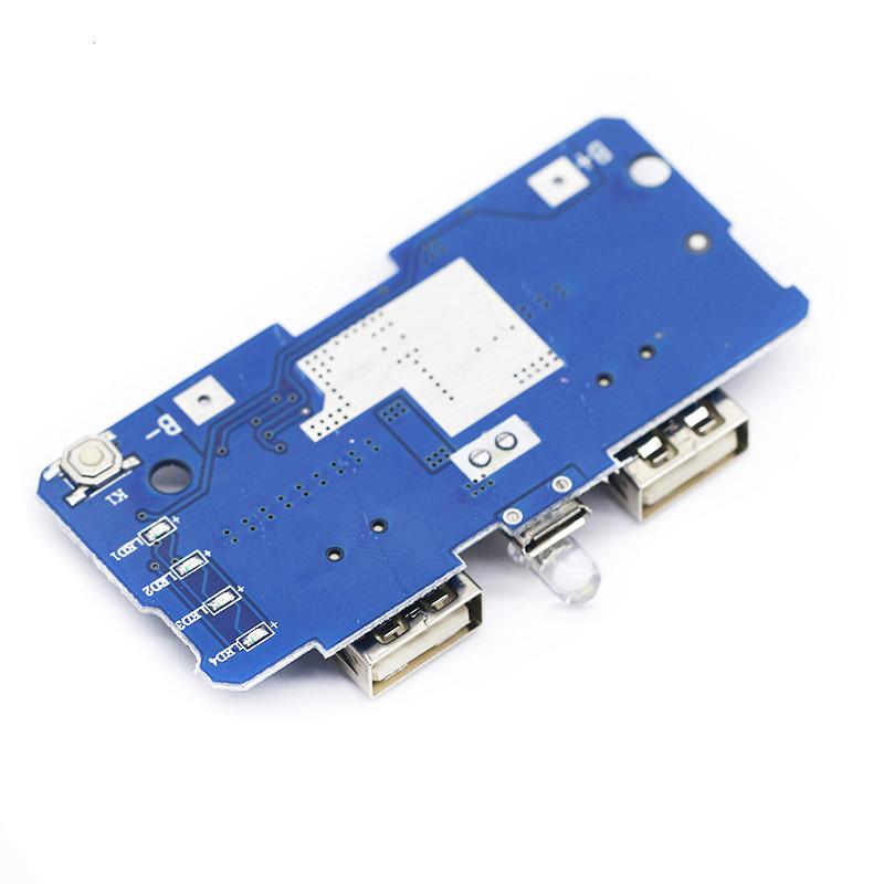 Mô đun mạch PCB tăng áp 3.7V đến 5V 2A pin Lithium 18650 cổng Micro USB kép có đèn Led dùng để làm sạc dự phòng DIY