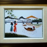 Tranh thêu tay Tháp Rùa 30x36cmTR001