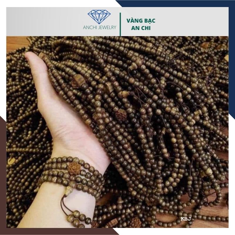 Vòng tay trầm hương hoa sen, chuỗi trầm 108 hạt nhỏ cho nữ  Anchi Jewelry