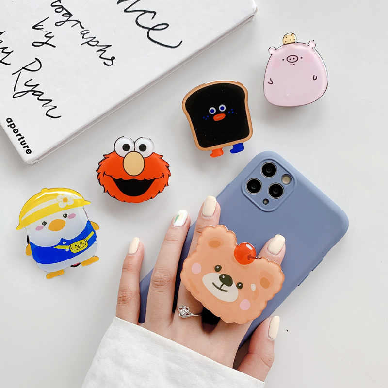 Epoxy phone holder with airbag cute cartoon pattern