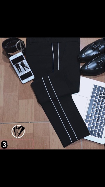 Quần Âu Đen Mix Viền Đôi , tất ngắn cổ cao cấp | BigBuy360 - bigbuy360.vn