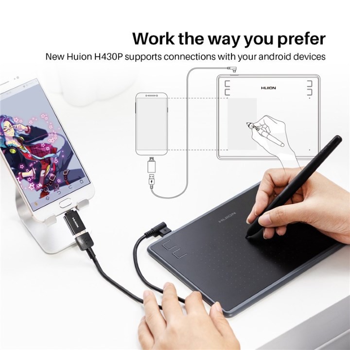 [Hàng Chính Hãng] Bảng Vẽ Điện Tử Huion Inspiroy H430P Kết Nối Điện Thoại Android, Máy Tính, Laptop