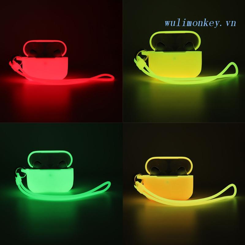 Vỏ Bảo Vệ Hộp Sạc Tai Nghe Airpods Pro Bằng Silicon Màu Dạ Quang Chống Sốc