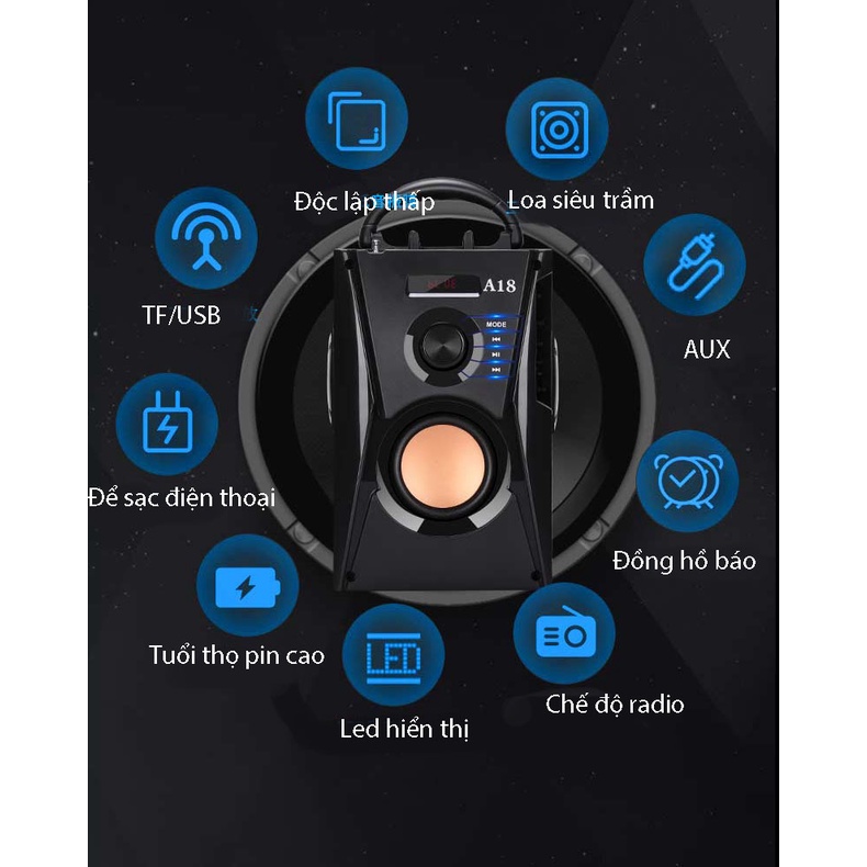 [Tặng Kèm Micro] Loa Karaoke Bluetooth Di Động, Loa Kẹo Kéo Mini Bluetooth A18 Âm Thanh Cực Hay, Bass Siêu Trầm