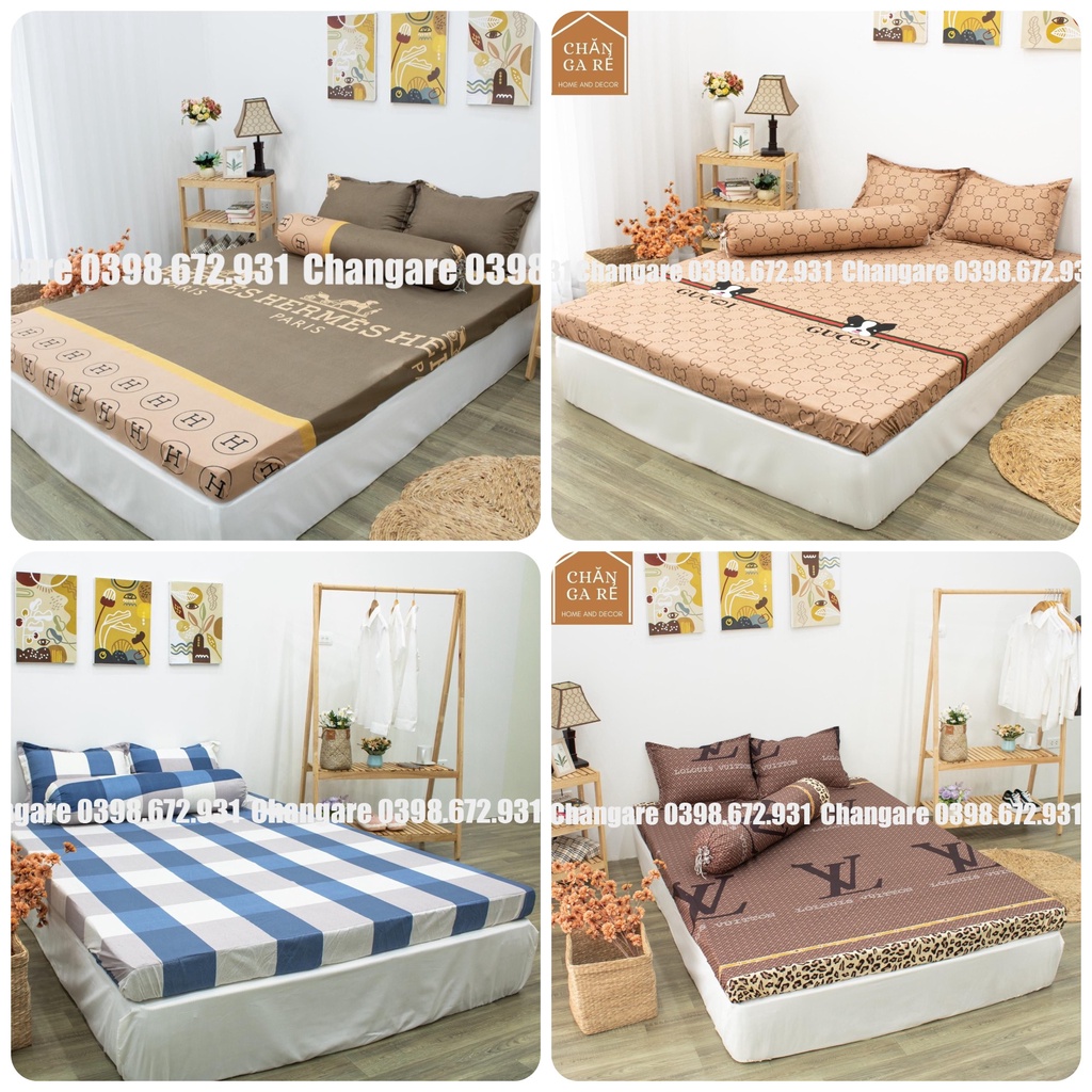 Bộ ga gối cotton poly mẫu kẻ HOT Không lỗi thời kich thước m6 m8 2m2