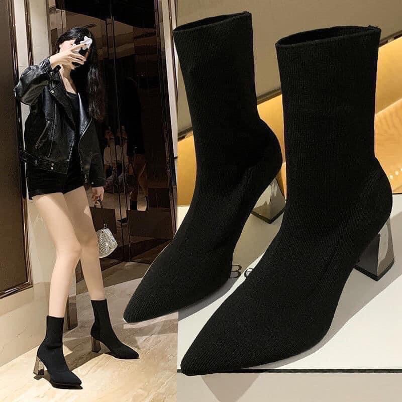 Giày boot len đen 36 new 99% (36-37 đi vừa) bốt bot