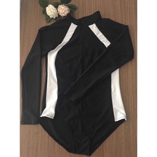 Bikini tay dài 1 mảnh sọc trắng