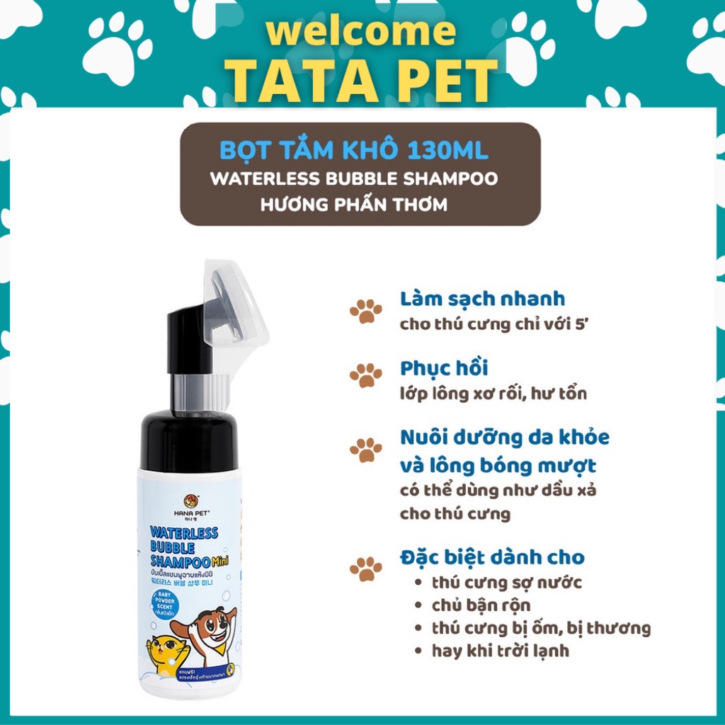 Bọt tắm khô hana pet cho chó mèo 130ml mùi phấn thơm