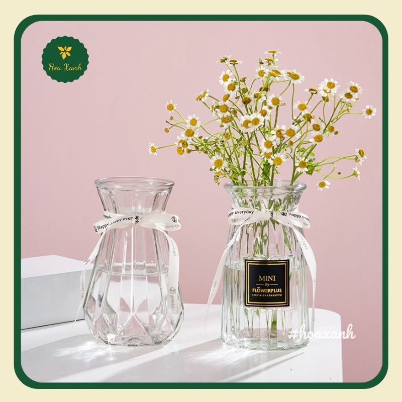 Lọ hoa thuỷ tinh đa giác bình hoa cao cấp cổ nhỏ decor xinh xắn trang trí phòng khách bàn làm việc