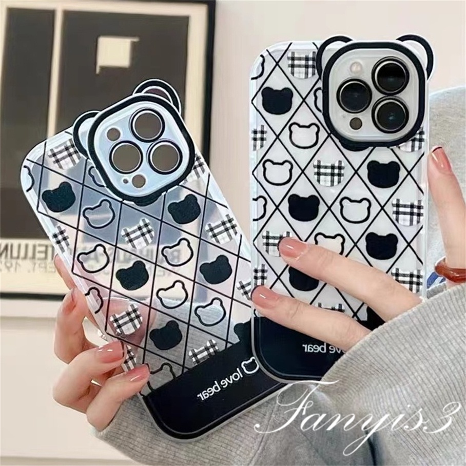 Ốp Điện Thoại Dẻo Họa Tiết Gấu &amp; Tai Gấu Dễ Thương Cho iPhone 14 13 12 11 Pro Max X XR Xs Max 8 7 6 6s Plus SE 2020