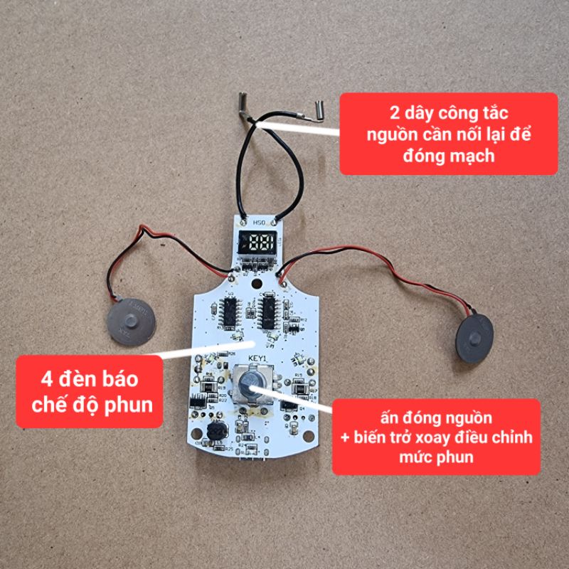 mạch phun sương kép 2 loa phun  có chỉnh chế độ ( sử dụng nguồn 5v)