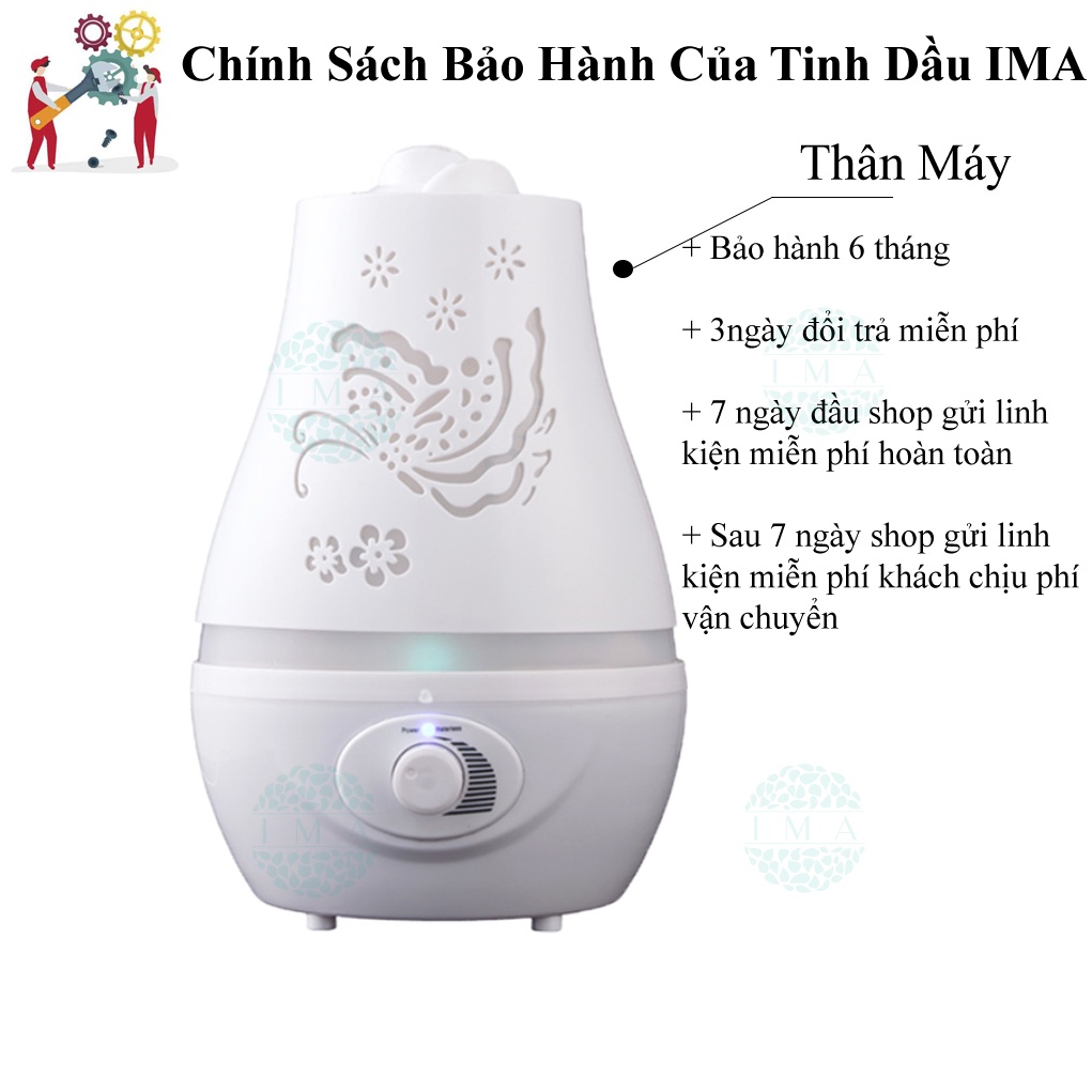 Đèn Xông Tinh Dầu Phun Sương Tạo Ẩm Hồ Điệp Tặng 2 Tinh Dầu Dùng Phòng Ngủ Phòng Điều Hòa