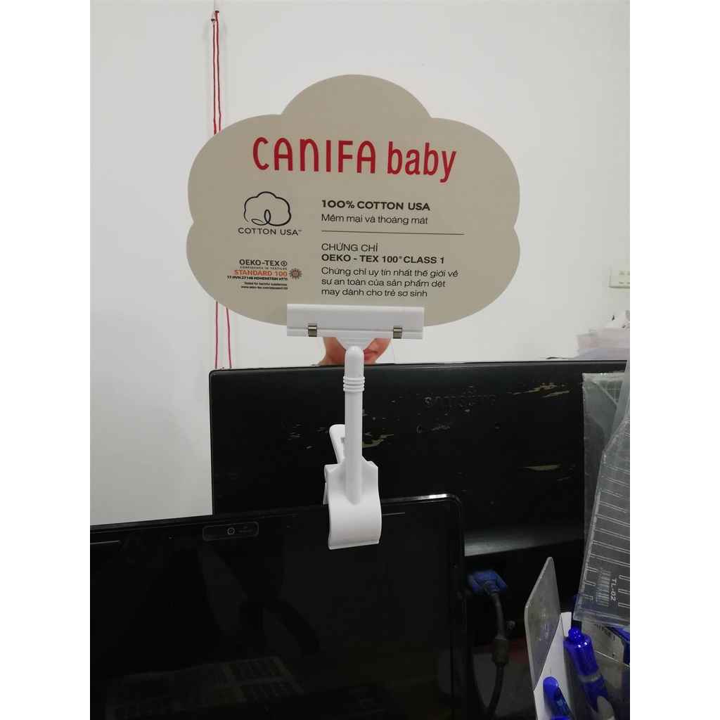 Kẹp quảng cáo V01đen, trắng sữa, trắng trong, kẹp 2 đầu bằng mica chuyên dùng kẹp biển sale, giấy sale