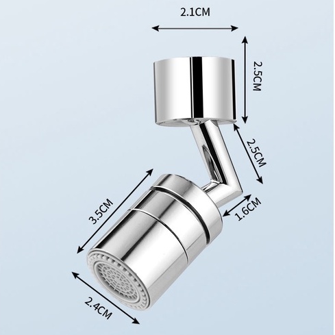 Đầu Vòi Nước Xoay 720 Độ Tăng Áp Lực Nước 2 Chế Độ Mở Nước Chất Liệu Inox Màu Bạc Sang Sạch Sẽ Bền Đẹp