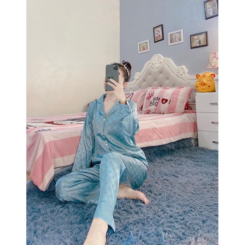 Bộ Pijama Mặc Ở Nhà - Bộ Lụa Gấm Dài Tay Họa Tiết Đẹp | BigBuy360 - bigbuy360.vn