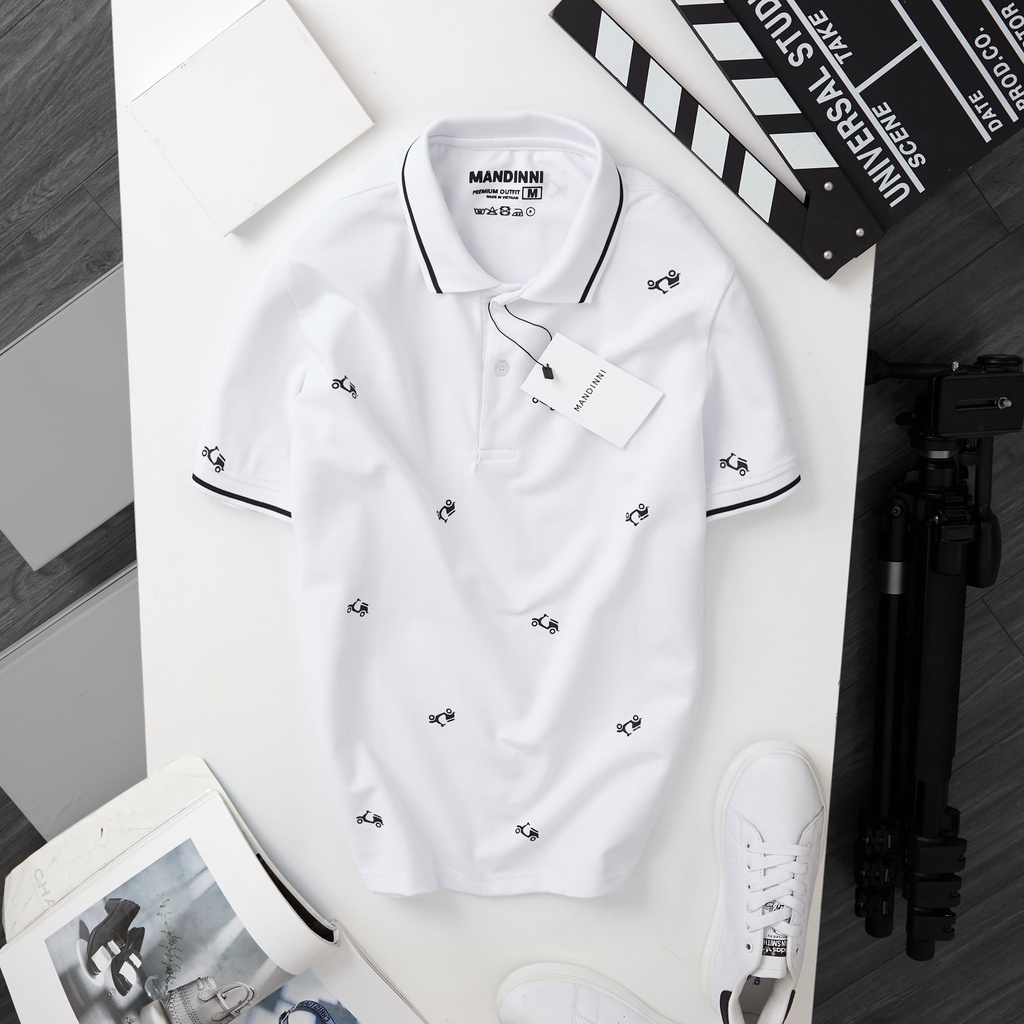 Áo Polo Nam Có Cổ Họa Tiết CHIẾC XE Cổ Trẻ Trung, Năng Động MANDINNI