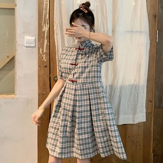 [SuStore Order] (order) Váy Babydoll/váy Dây Kẻ Sọc Phối Nút Retro Ulzzang