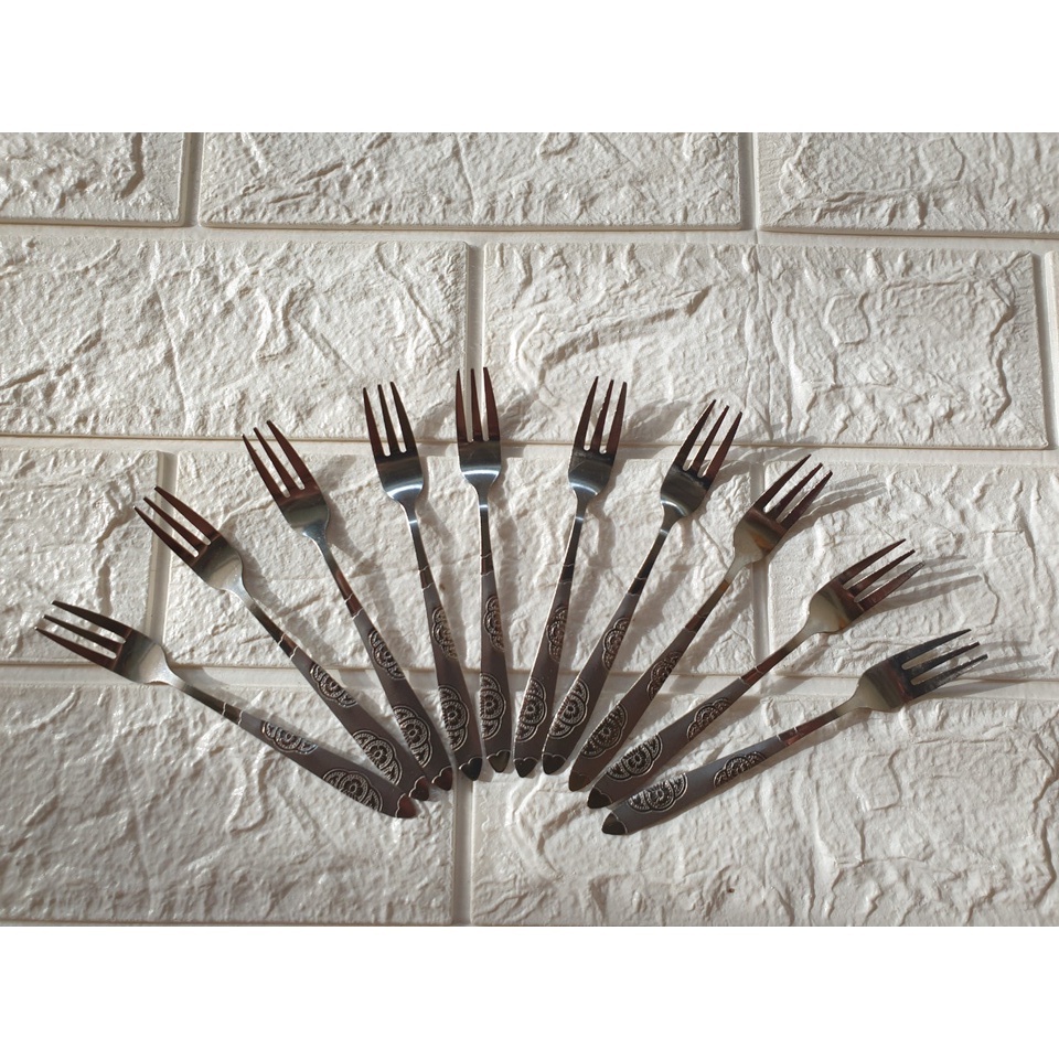 Bộ 10c Dĩa Inox Cán Hoa Kt 13x1.5cm (ảnh thật)